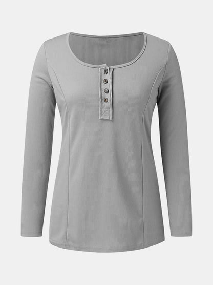 Full Size Scoop Neck Long Sleeve T-Shirt-Angel Casuals