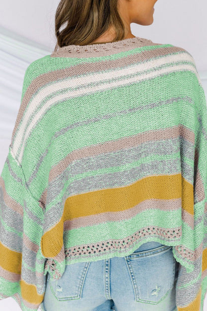 Contrast Striped Boat Neck Dropped Shoulder Sweater-Angel Casuals