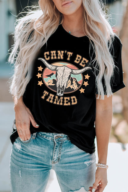 CAN'T BE TAMED Graphic Short Sleeve Tee-Angel Casuals