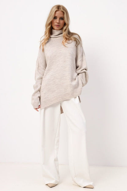 Basic Bae Side Slit Turtleneck Long Sleeve Sweater-Angel Casuals