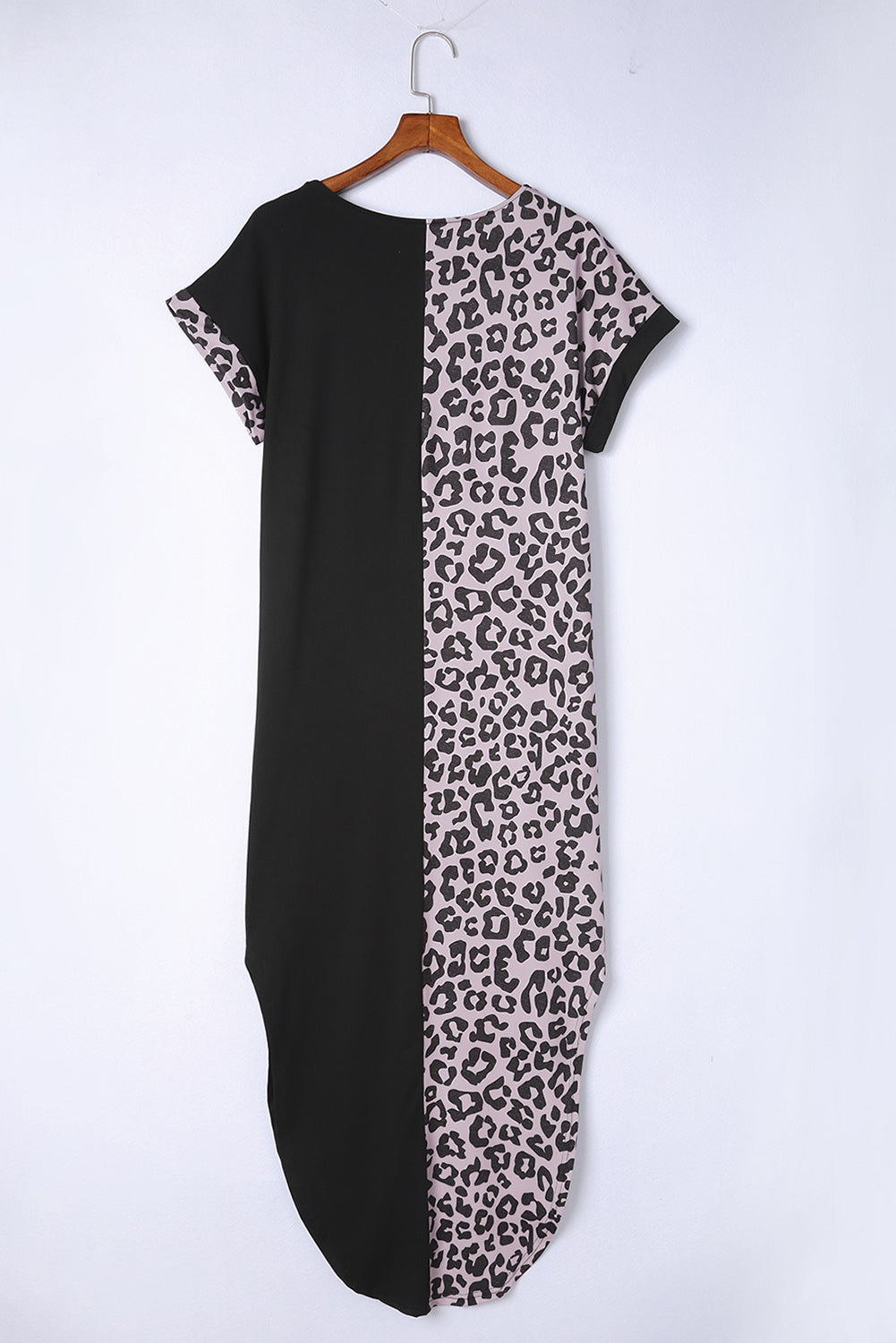 Leopard Color Block Split Dress-Angel Casuals