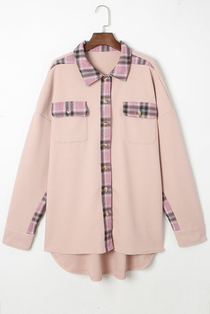 Plaid Button Down Collared Jacket-Angel Casuals