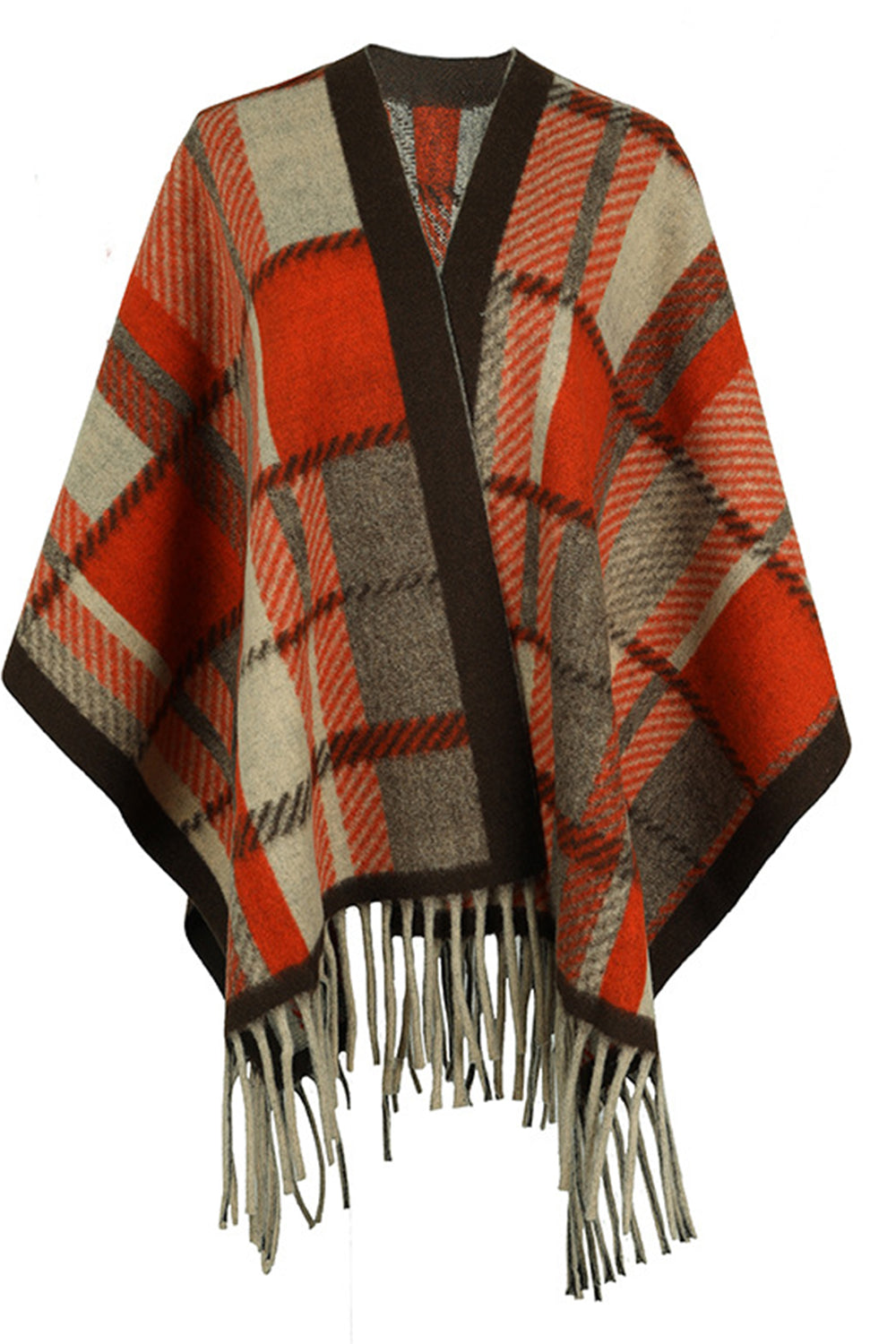 Cloak Sleeve Fringe Detail Poncho-Angel Casuals