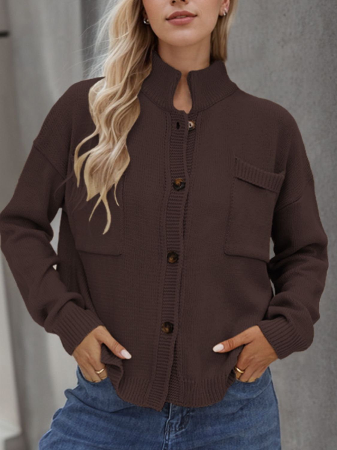 Button Up Long Sleeve Cardigan-Angel Casuals