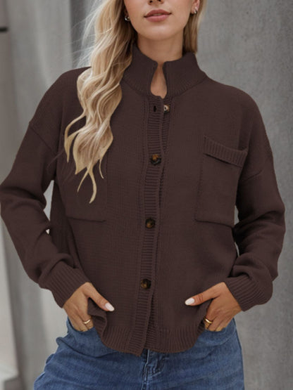 Button Up Long Sleeve Cardigan-Angel Casuals