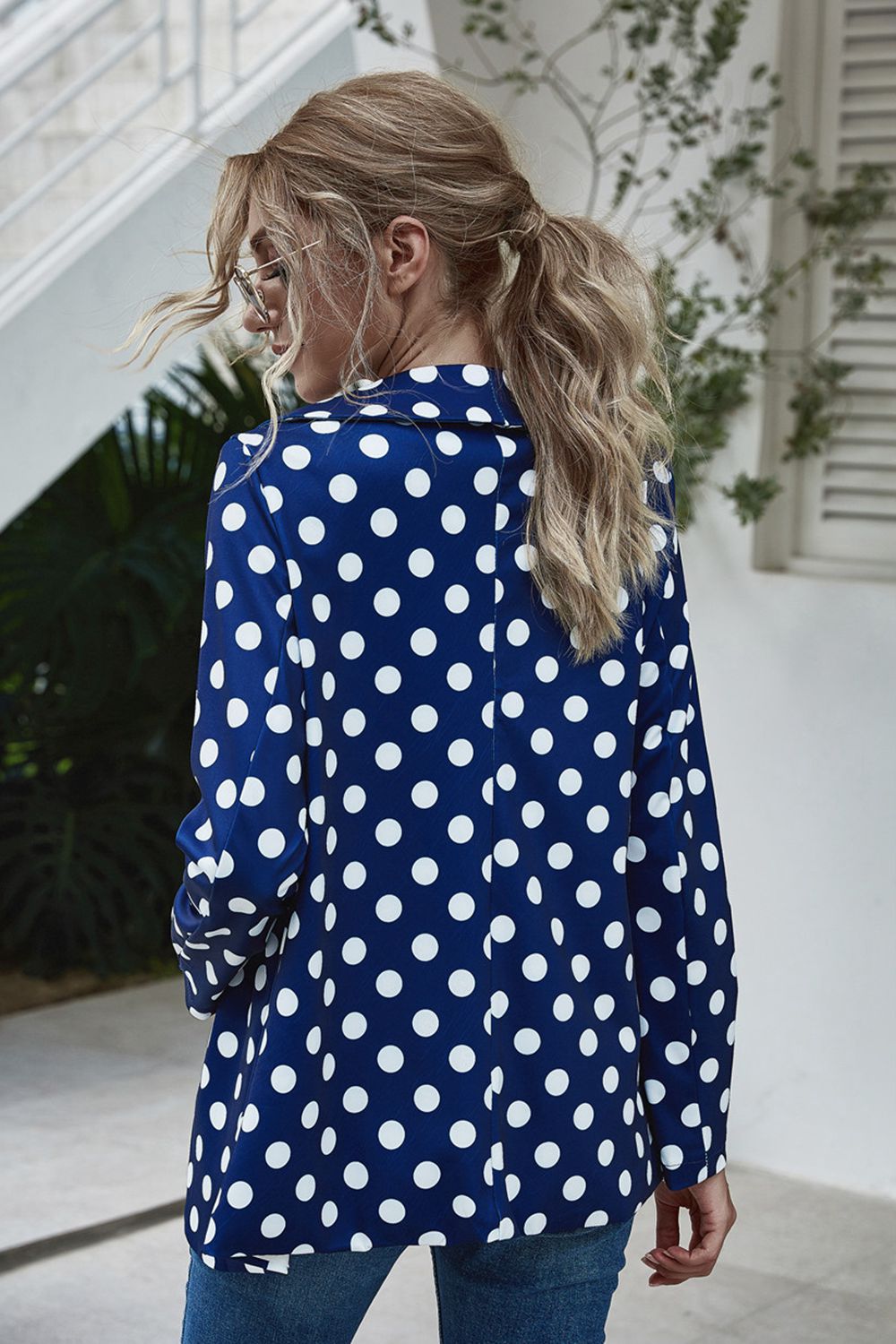 Polka Dot Long Sleeve Blazer-Angel Casuals