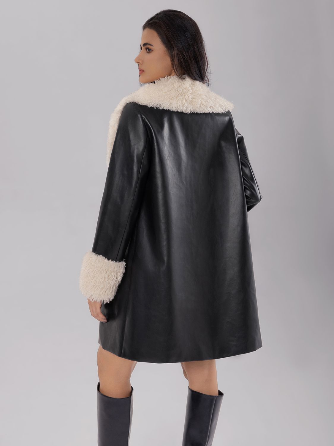 Fuzzy Long Sleeve Longline Coat-Angel Casuals