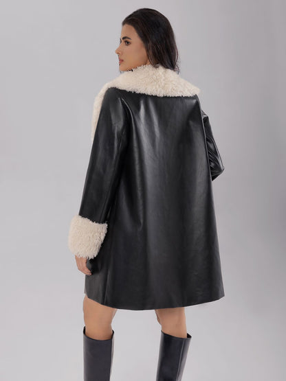 Fuzzy Long Sleeve Longline Coat-Angel Casuals