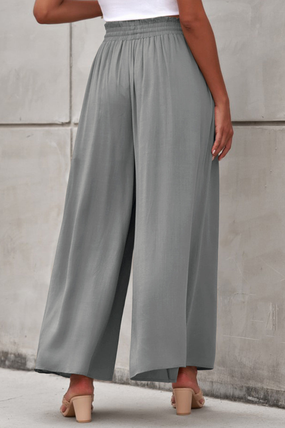 Drawstring Waist Wide Leg Pants-Angel Casuals