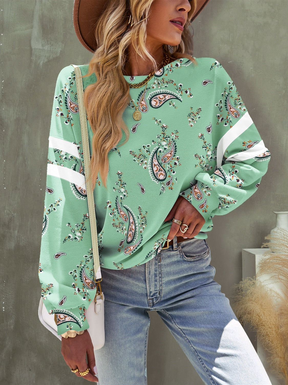 Paisley Dropped Shoulder T-Shirt-Angel Casuals