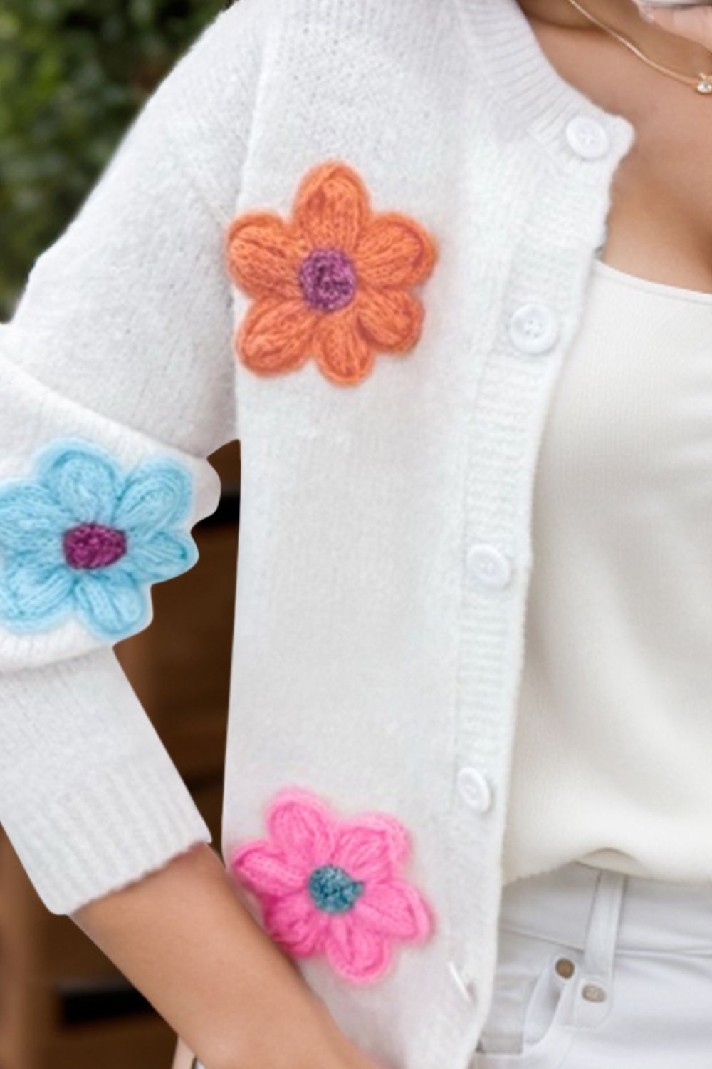 Flower Dropped Shoulder Long Sleeve Cardigan-Angel Casuals