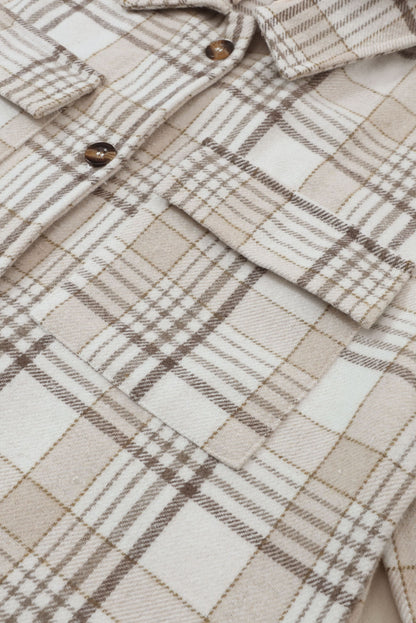 Plaid Removable Hood Button Up Shacket-Angel Casuals