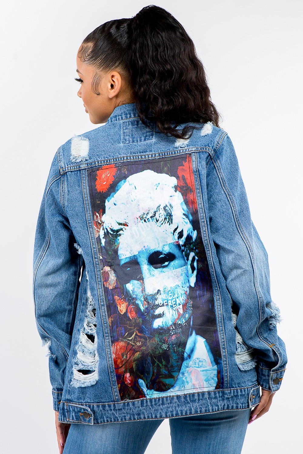 American Bazi Full Size Button Up Distressed Denim Jacket-Angel Casuals