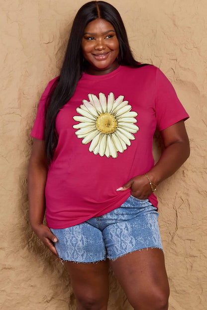 Simply Love Full Size FLOWER Graphic Cotton Tee-Angel Casuals