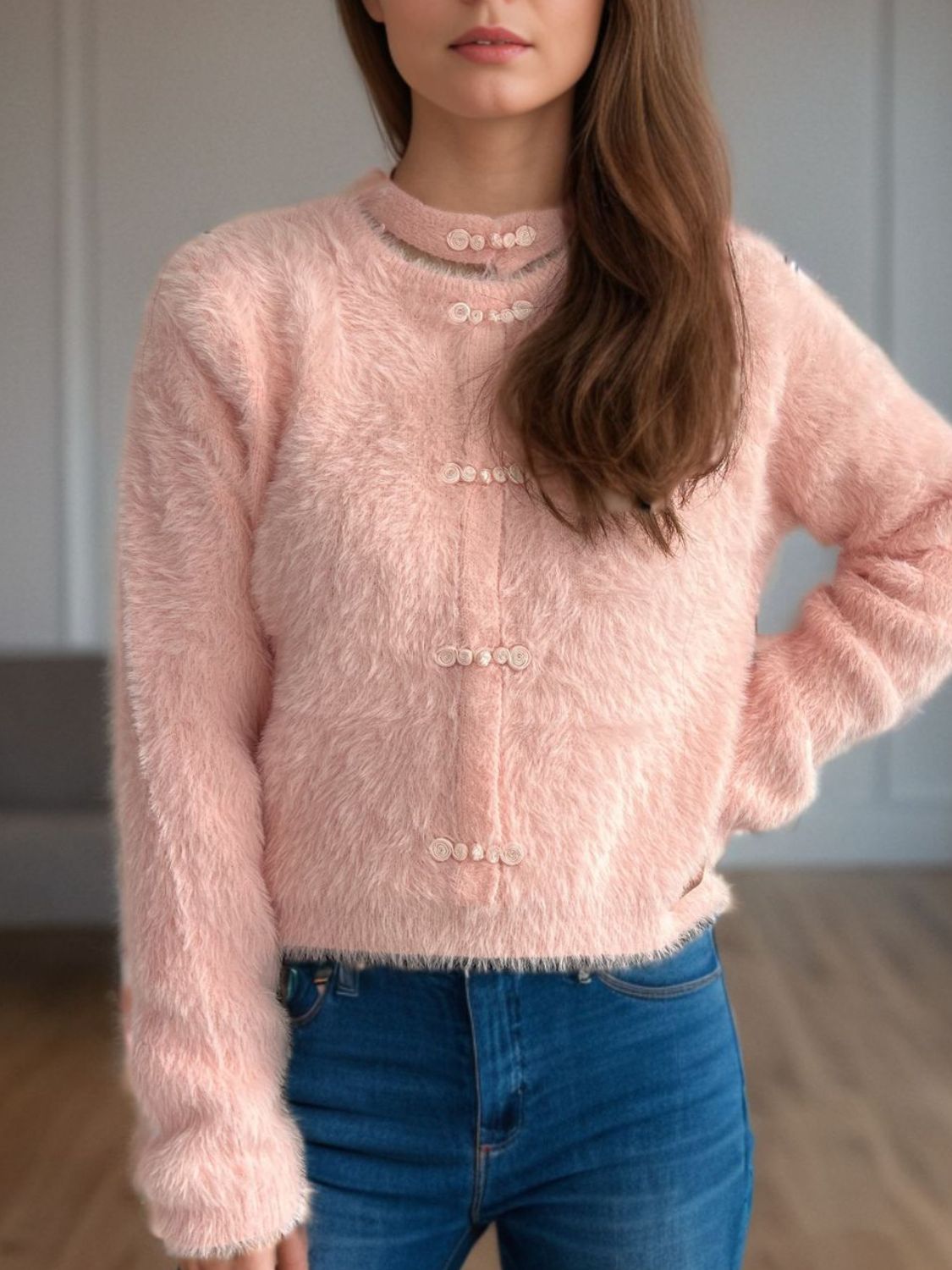 Cutout Knot Button Long Sleeve Cardigan-Angel Casuals