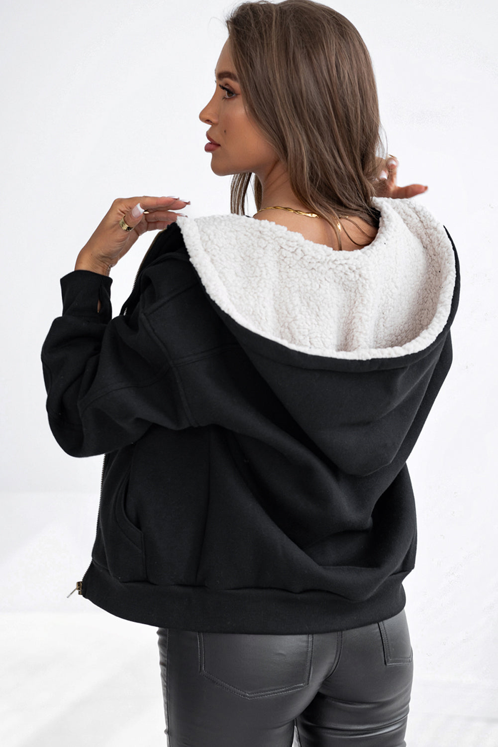 Zip Up Long Sleeve Hooded Jacket-Angel Casuals