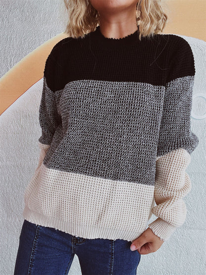 Color Block Long Sleeve Sweater-Angel Casuals