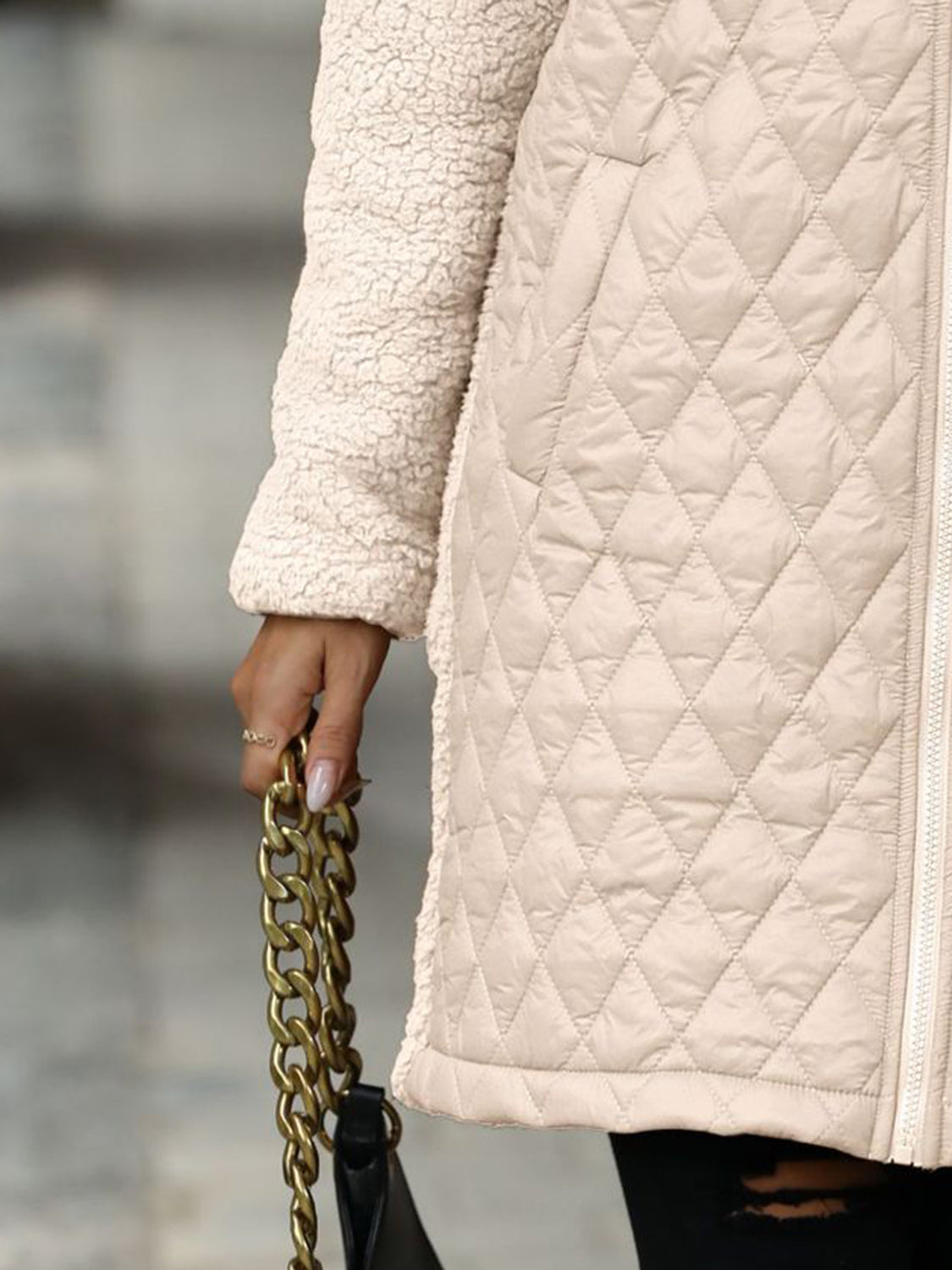 Texture Zip Up Long Sleeve Hooded Coat-Angel Casuals