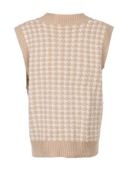 Houndstooth V-Neck Sweater Vest-Angel Casuals