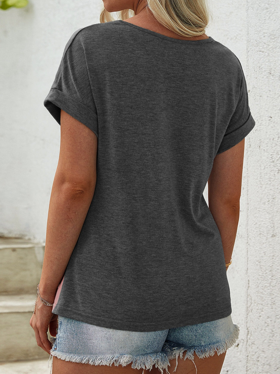 Leopard Round Neck Short Sleeve T-Shirt-Angel Casuals