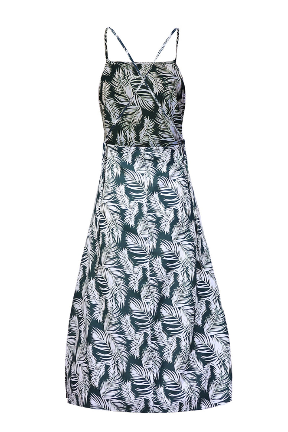 Slit Crisscross Printed Sleeveless Cami Dress-Angel Casuals