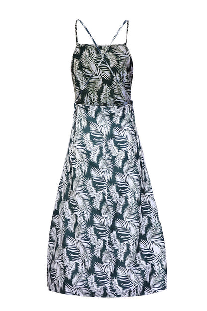 Slit Crisscross Printed Sleeveless Cami Dress-Angel Casuals