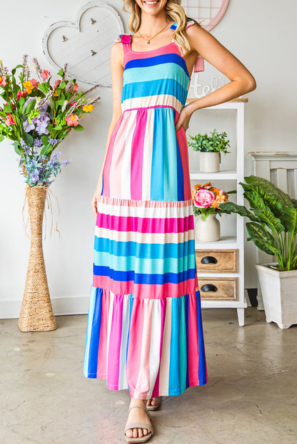 Striped Sleeveless Maxi Dress-Angel Casuals