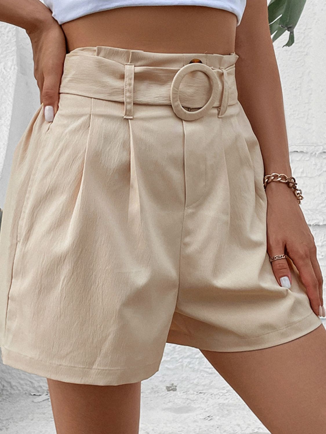 Belted Shorts with Pockets-Angel Casuals