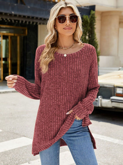 Round Neck Long Sleeve T-Shirt-Angel Casuals