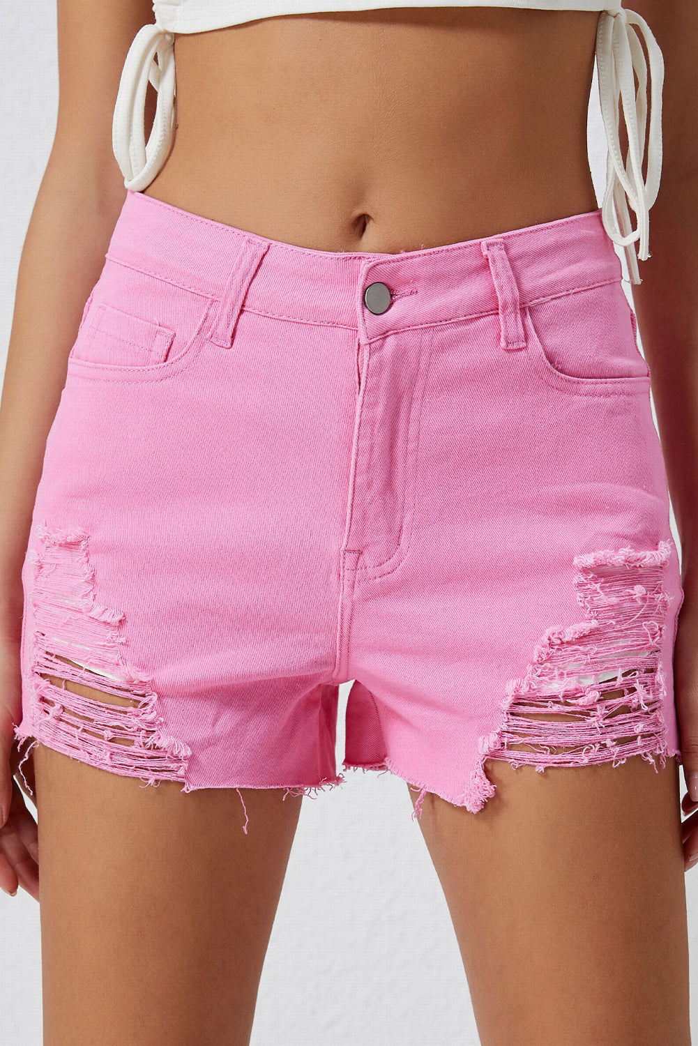 Distressed Denim Shorts-Angel Casuals