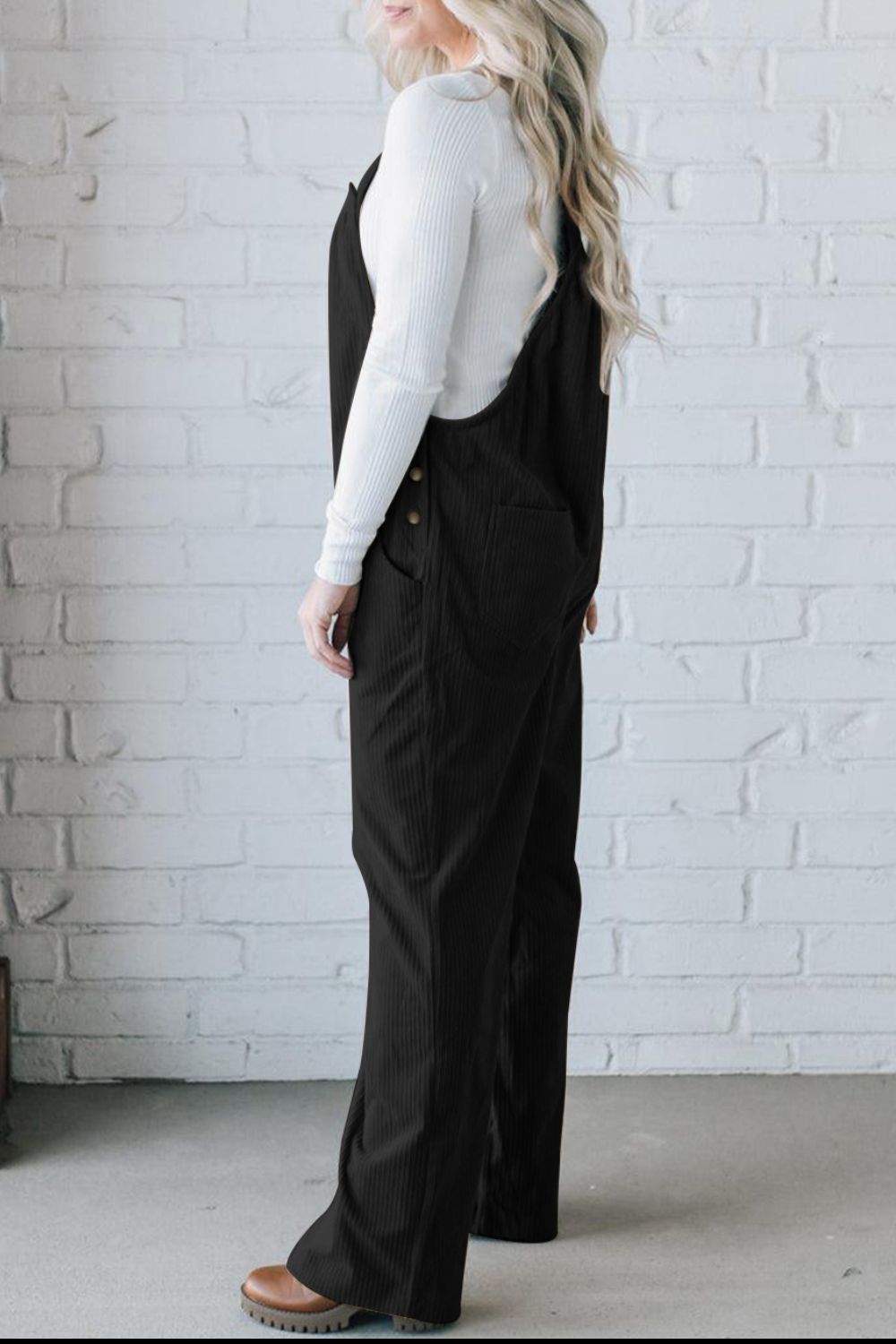 Square Neck Wide Strap Overalls-Angel Casuals