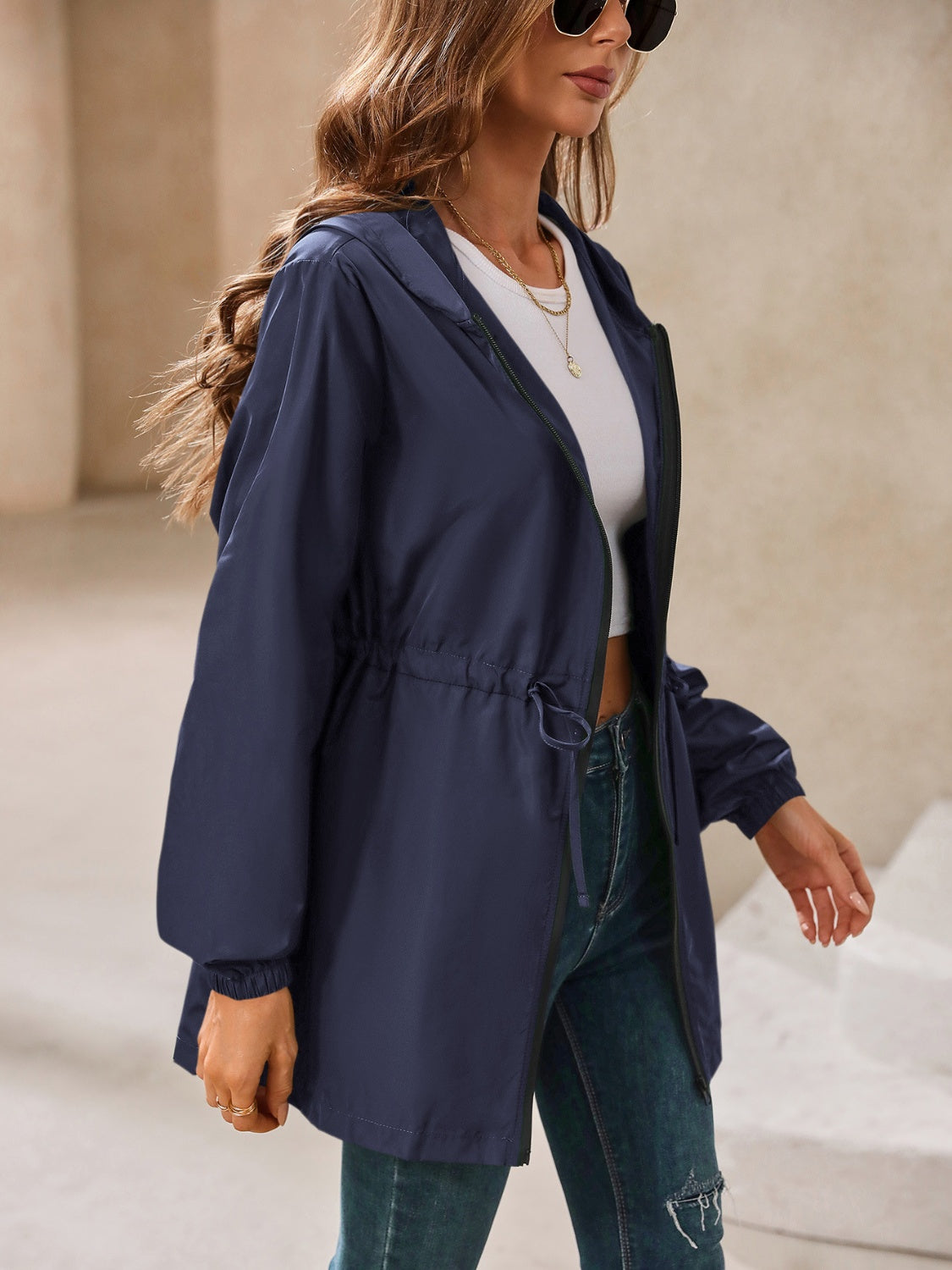 Ivy Lane Outdoor Waterproof Long Sleeve Hooded Windbreaker-Angel Casuals