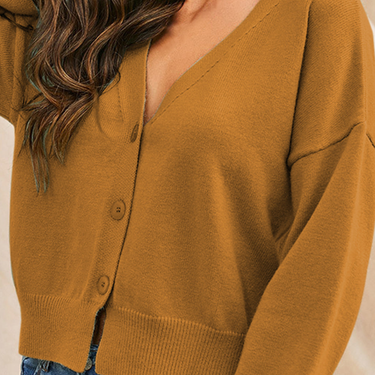 V-Neck Button Up Long Sleeve Cardigan-Angel Casuals
