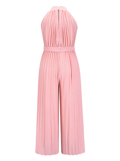 Cutout Tied Pleated Sleeveless Jumpsuit-Angel Casuals