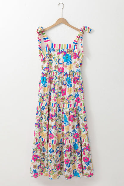 Tied Floral Sleeveless Maxi Dress-Angel Casuals