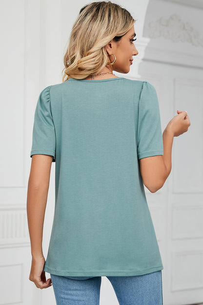 Square Neck Short Sleeve T-Shirt-Angel Casuals