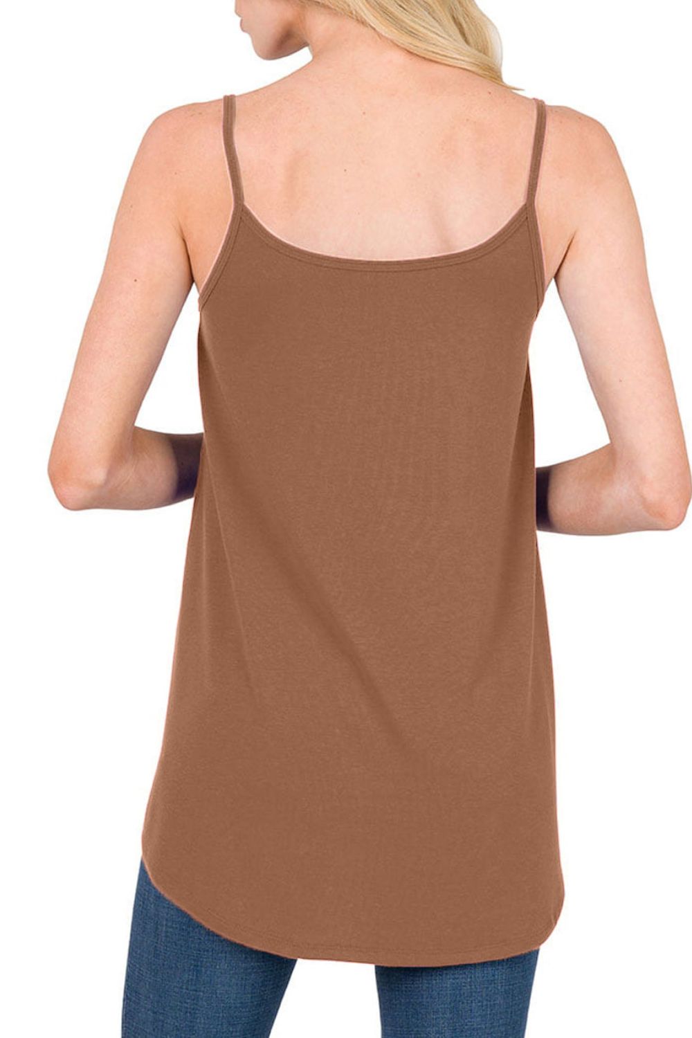 Full Size Spaghetti Strap V-Neck Flowy Tunic Cami-Angel Casuals