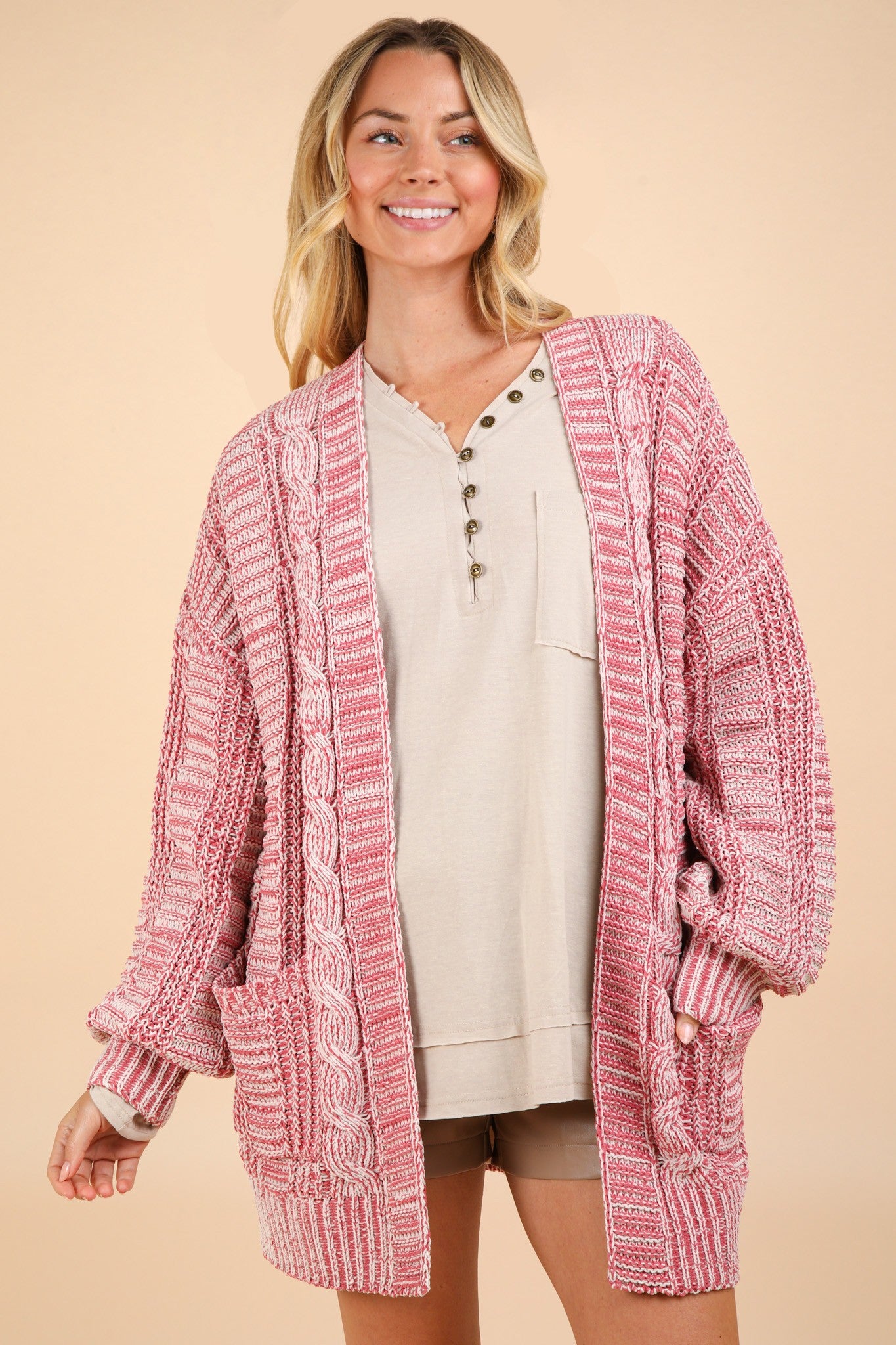 VERY J Cable Knit Open Front Cardigan-Angel Casuals