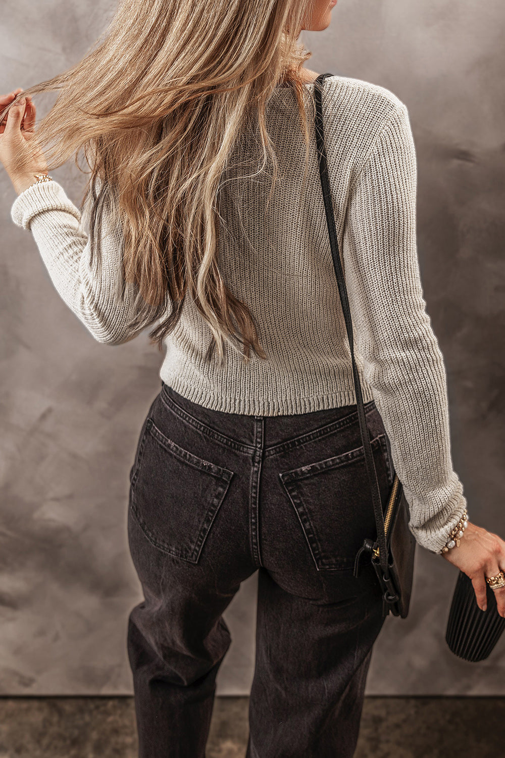 V-Neck Long Sleeve Cropped Cardigan-Angel Casuals