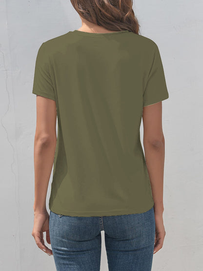 Graphic Round Neck Short Sleeve T-Shirt-Angel Casuals