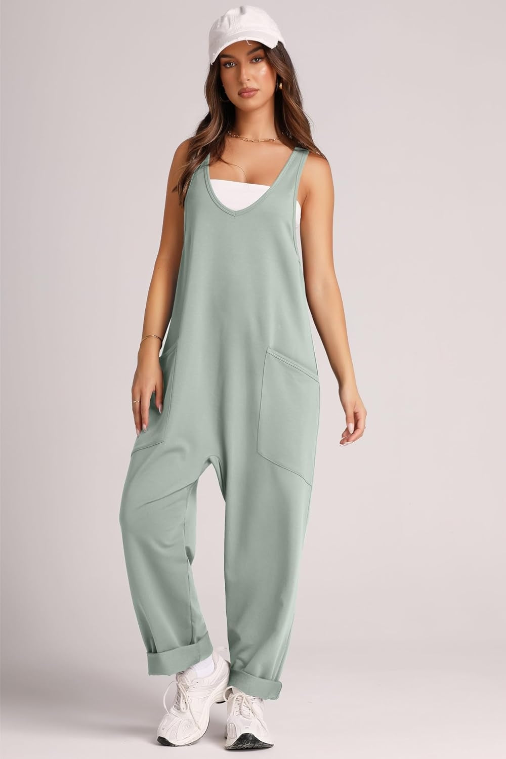 Wide Strap Jumpsuit with Pockets-Angel Casuals