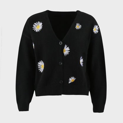 Flower Button Front Dropped Shoulder Cardigan-Angel Casuals