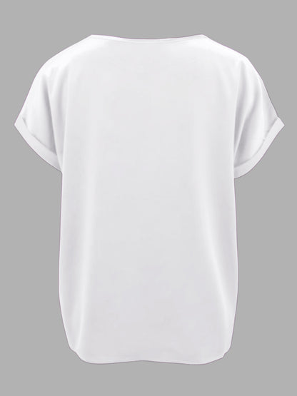 Round Neck Short Sleeve T-Shirt-Angel Casuals