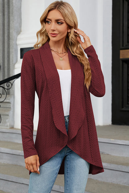 Open Front Long Sleeve Cardigan-Angel Casuals