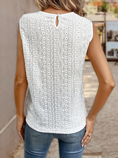 Lace Eyelet Sleeveless Top-Angel Casuals