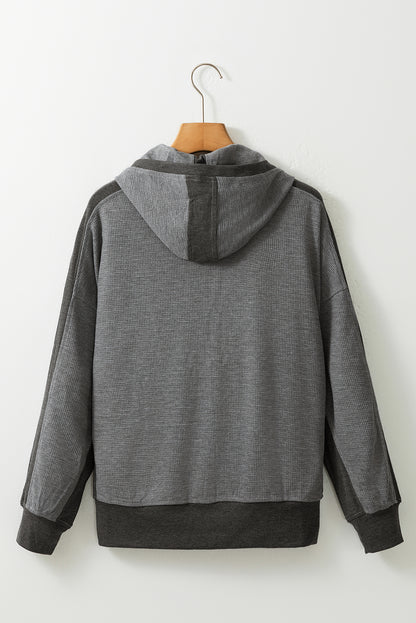 Waffle-Knit Pocketed Zip Up Hooded Jacket-Angel Casuals