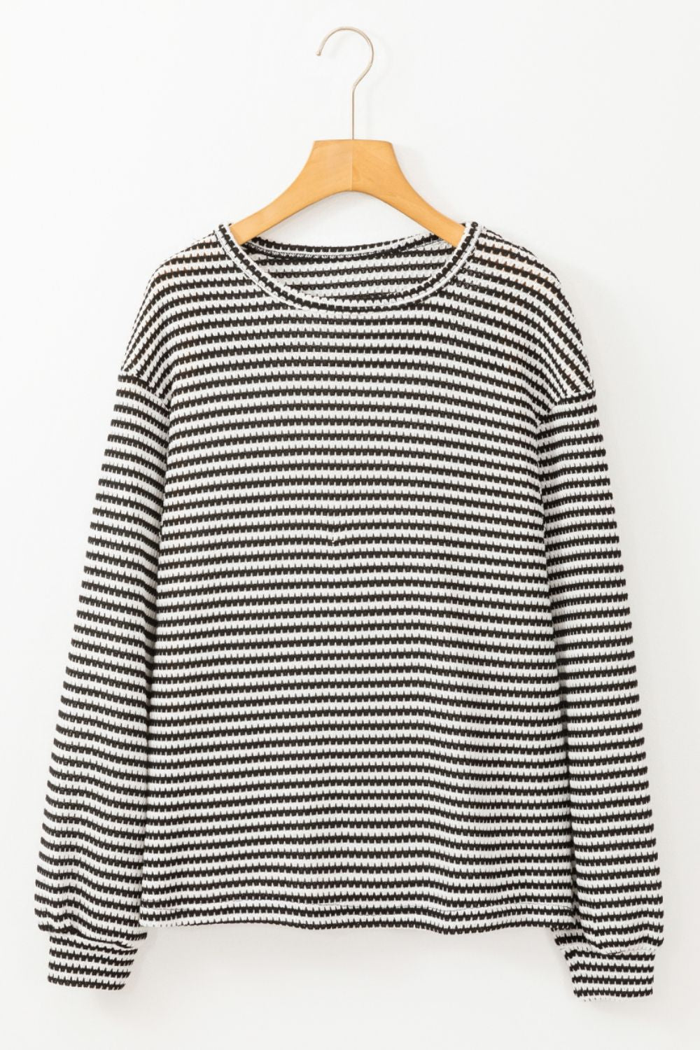 Striped Round Neck Long Sleeve Top-Angel Casuals