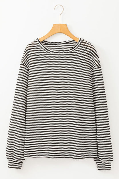 Striped Round Neck Long Sleeve Top-Angel Casuals