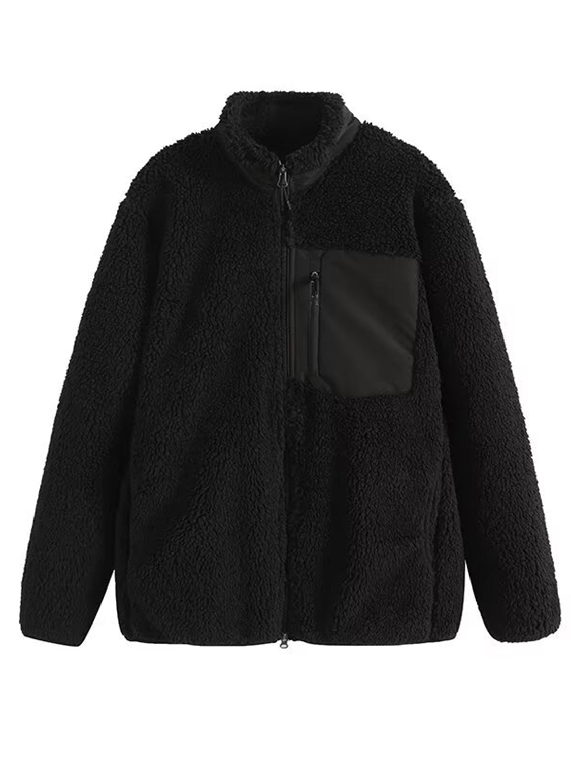 Zip Up Long Sleeve Plush Jacket-Angel Casuals