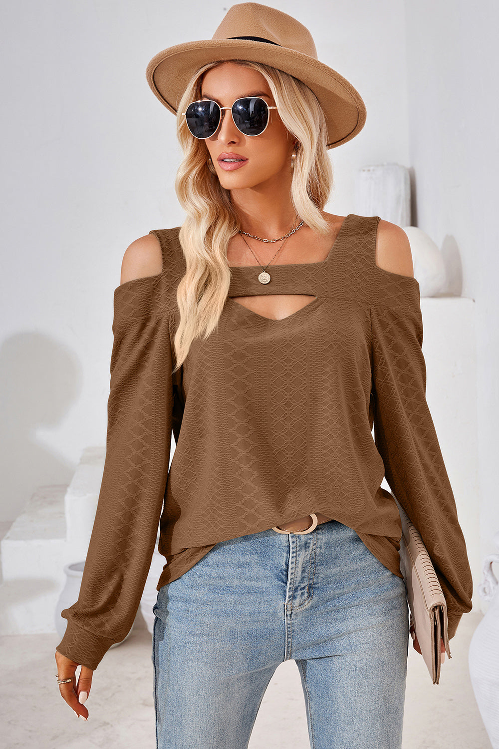Cutout Square Neck Cold Shoulder T-Shirt-Angel Casuals